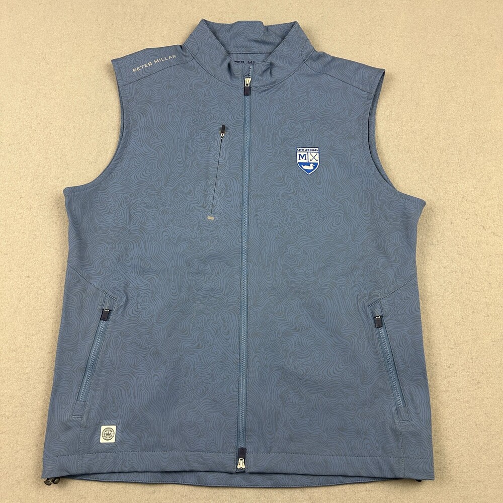 Peter Millar Vest Men Medium Blue Apollo Reflect Waterproof Martis Camp Golf M